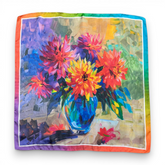 70*70cm Rainbow Flower Vase Silk Touch Neck Scarf