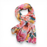 VC Spring Big Peony Cotton Blend Scarf