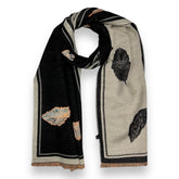 Feather Reversible Print Cashmere Blend Winter Scarf