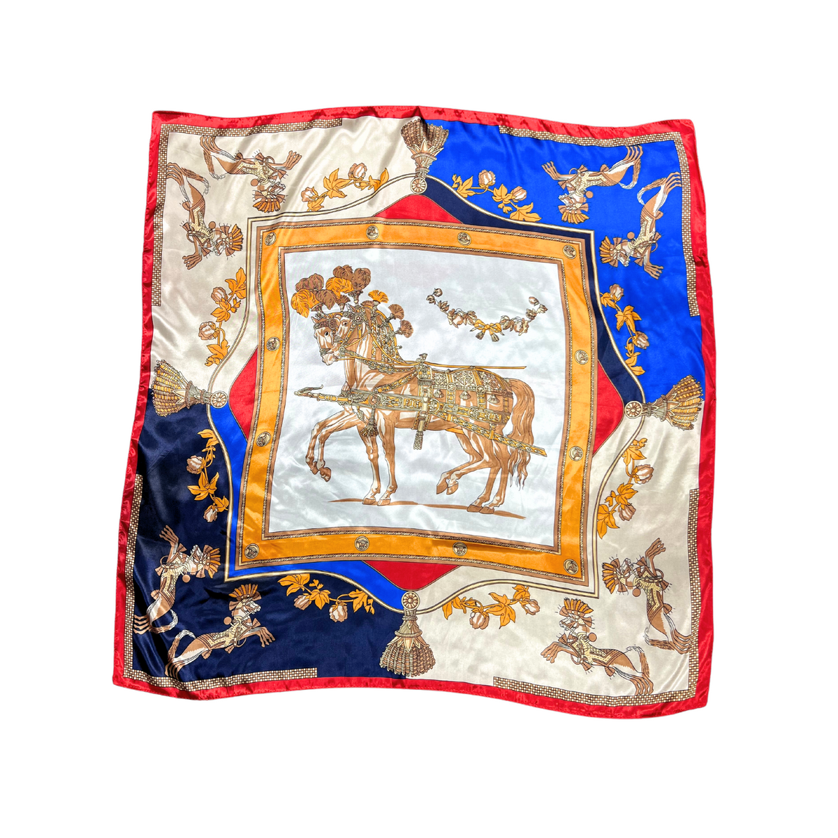 Armed Horse Pattern Silk Touch Square Scarf