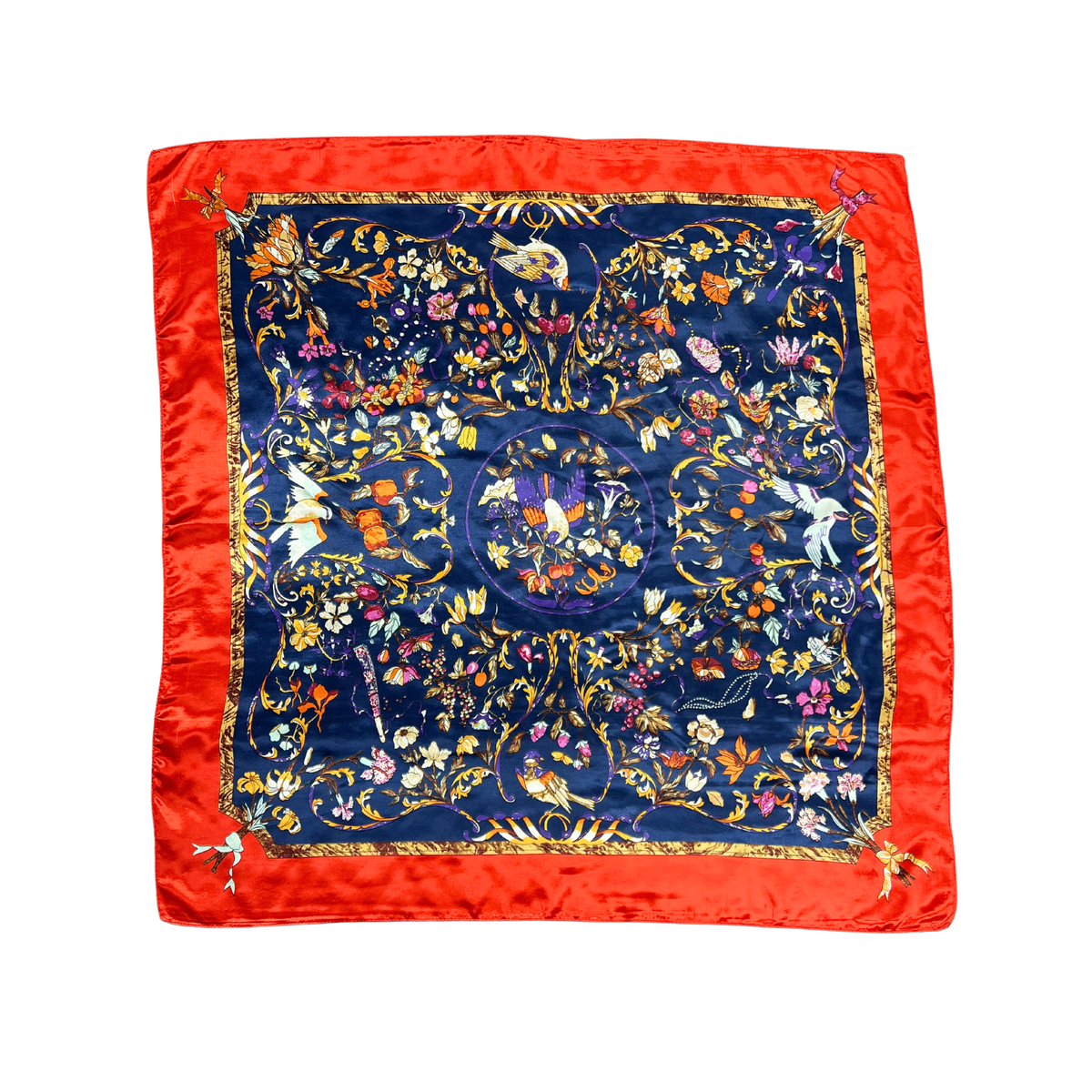 Bird Pattern Silk Touch Square Scarf