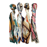 Floral Pattern Silk Touch Square Scarf