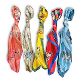 Multi-floral Pattern Silk Touch Square Scarf