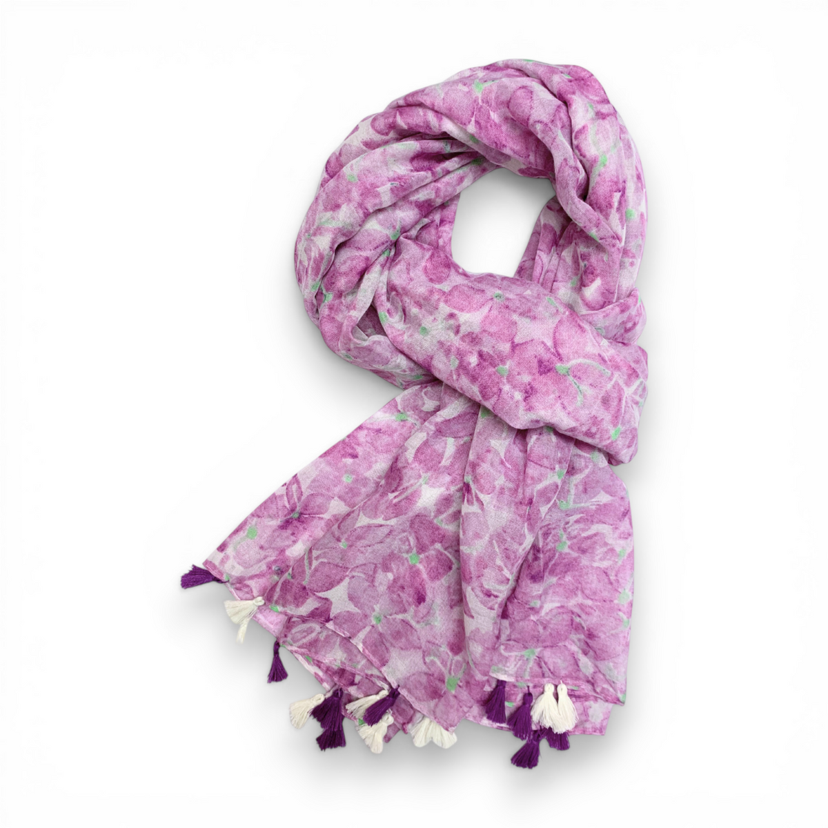 Sakura Floral Print Cotton Blend Scarf