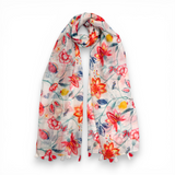 Floral Garden Print Cotton Blend Scarf