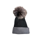 Colorblock Pom Pom Beanie Hat