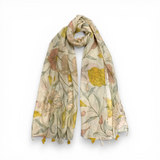 Iris Tulip Floral Print Cotton Blend Scarf