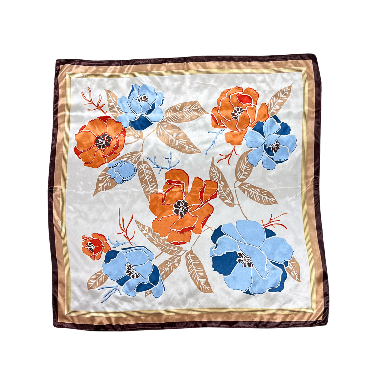 Floral Pattern Silk Touch Square Scarf