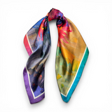 70*70cm Rainbow Flower Vase Silk Touch Neck Scarf