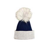 Colorblock Pom Pom Beanie Hat