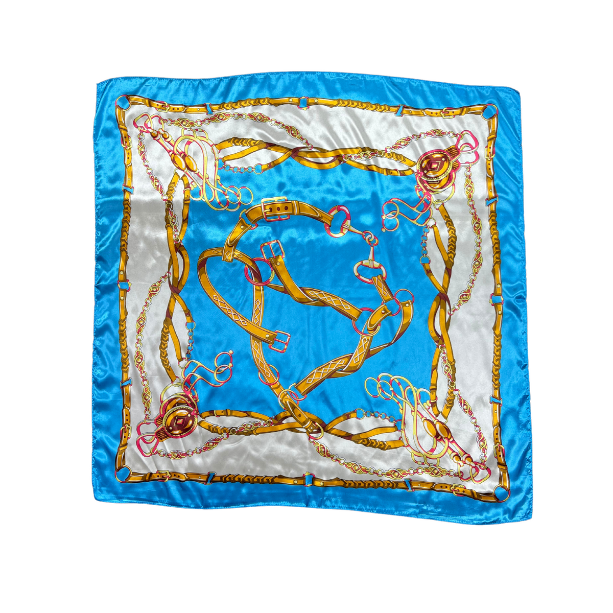 Belted Chain Pattern Silk Touch Square Scarf