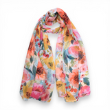 VC Spring Big Peony Cotton Blend Scarf
