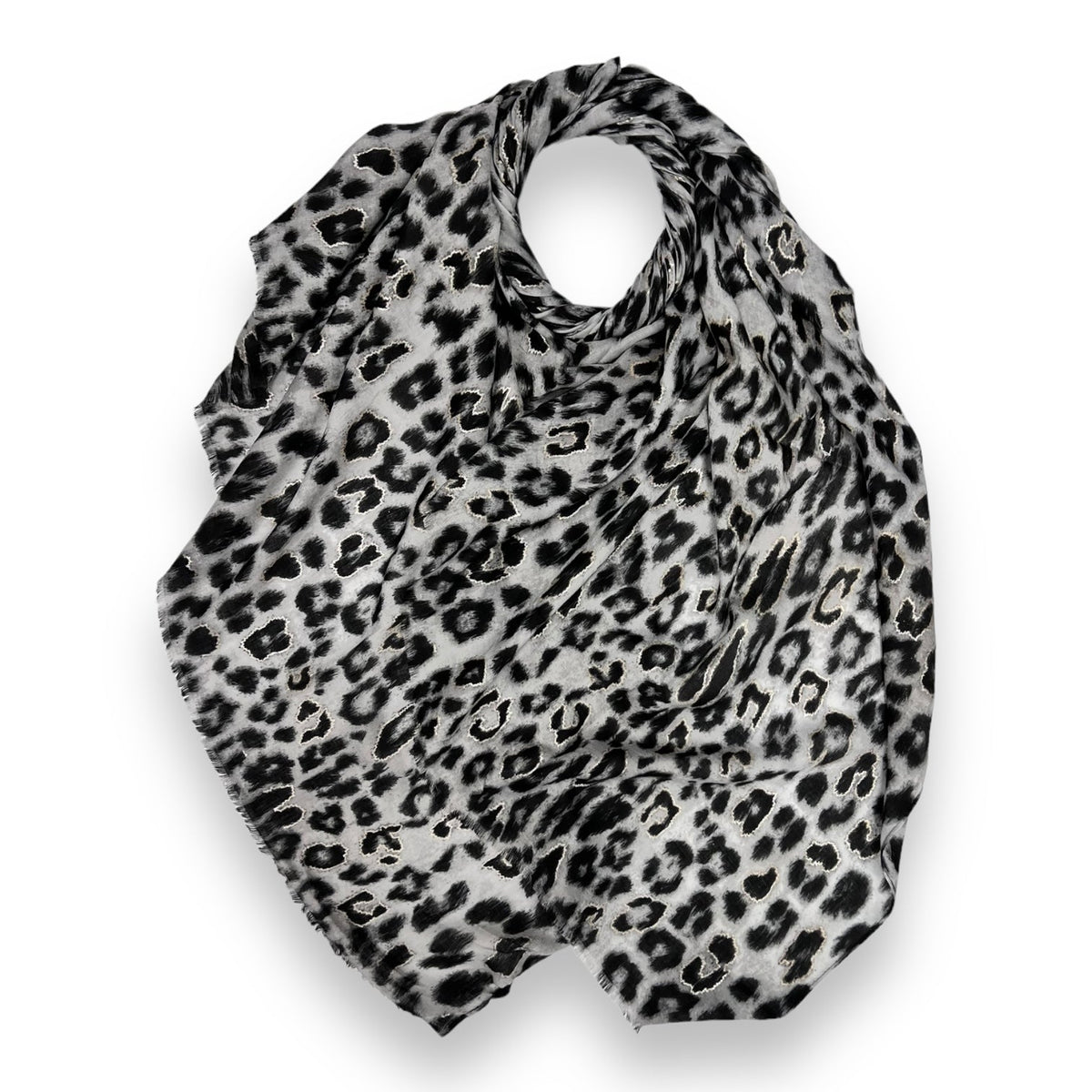 Leopard Print Scarf with Golden Lines
