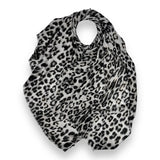 Leopard Print Scarf with Golden Lines