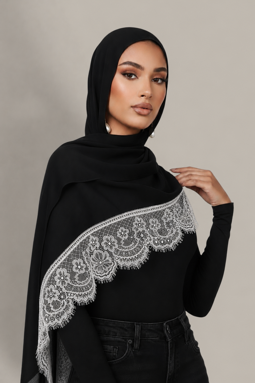 Black with White Lace