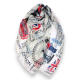 UK London Map Print Flag Print on Lightweight Scarf