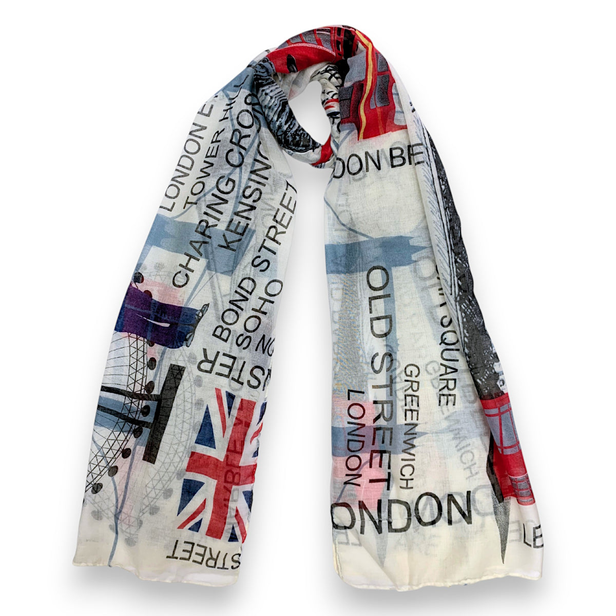 UK London Map Print Flag Print on Lightweight Scarf