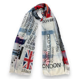 UK London Map Print Flag Print on Lightweight Scarf