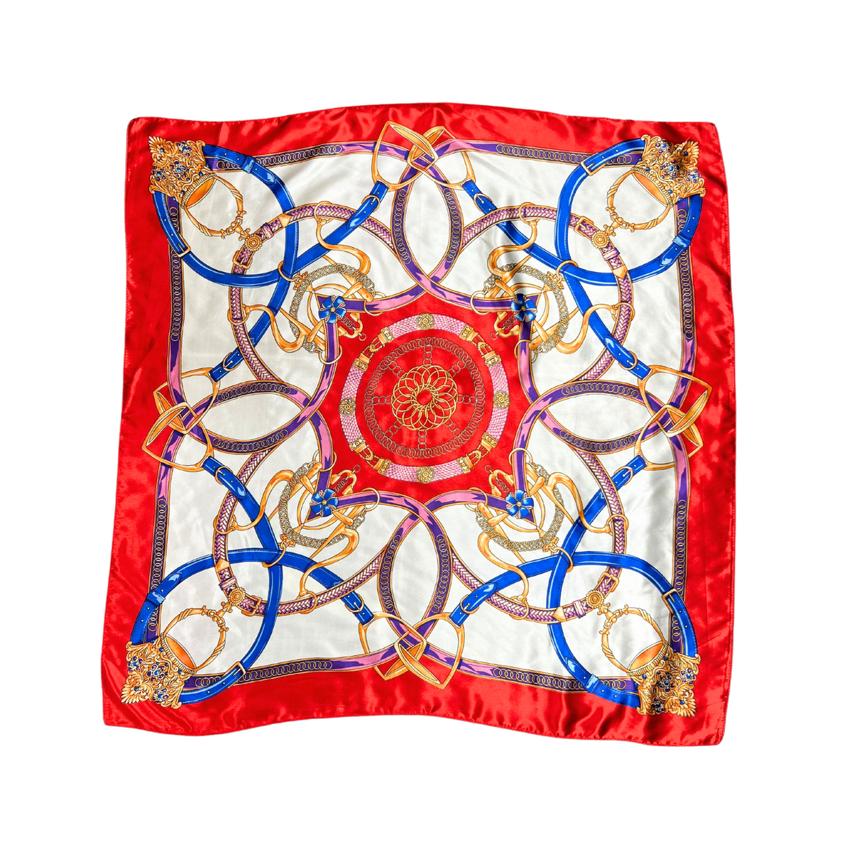 Wired Chain Pattern Silk Touch Square Scarf