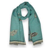 Feather Reversible Print Cashmere Blend Winter Scarf