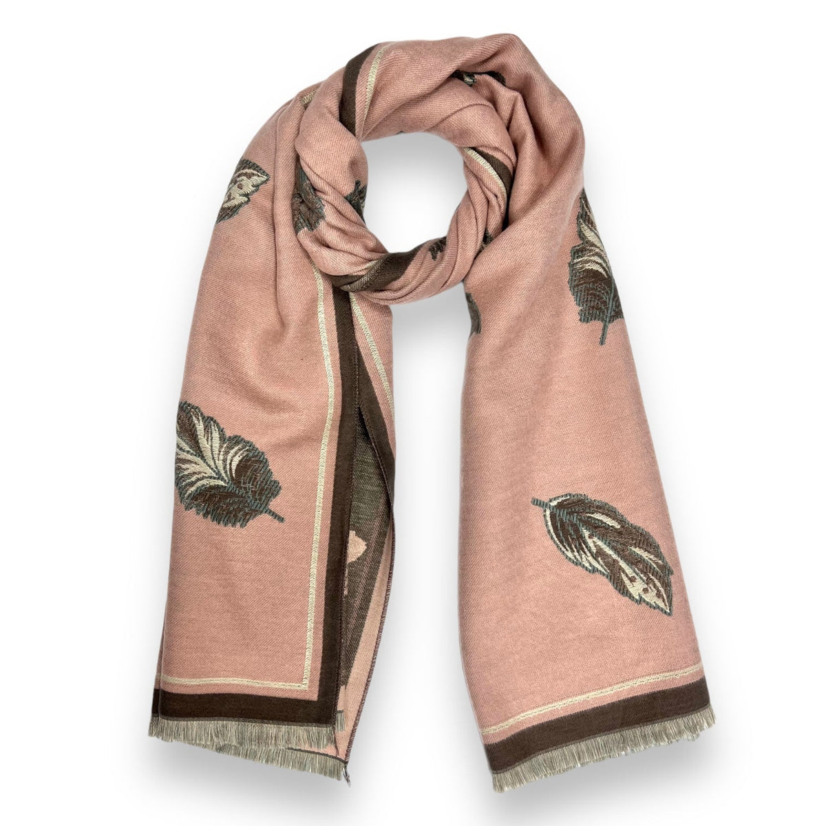 Feather Reversible Print Cashmere Blend Winter Scarf